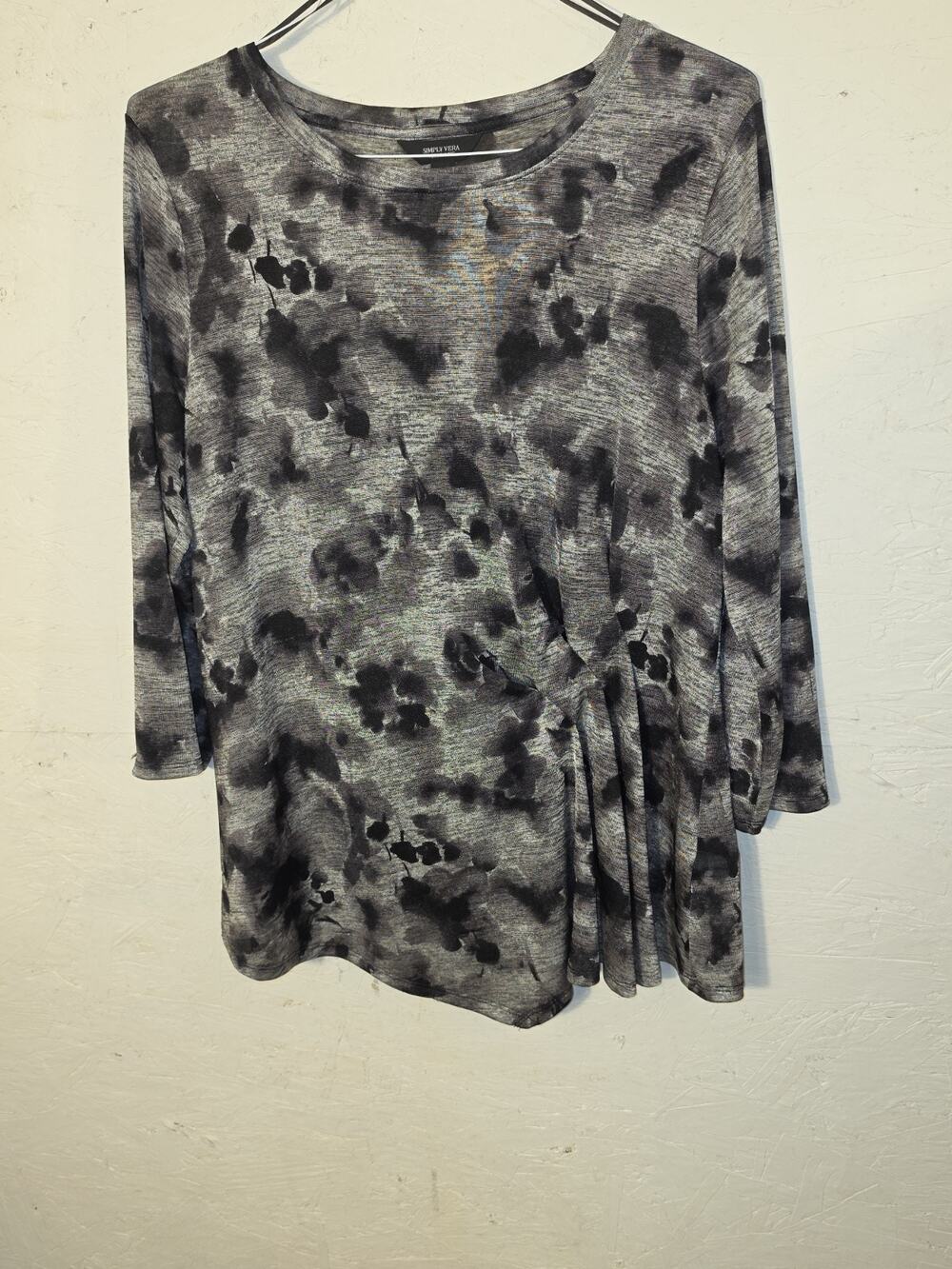 Simply Vera Vera Wang Multicolor Women's Blouse 3/4 Sleeves Size XL